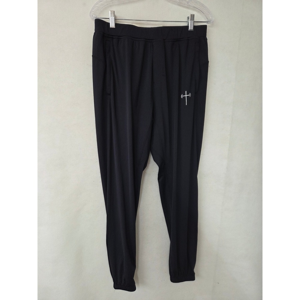 Holstrength Mens Black Active Joggers Zipper Ankle L Christian Gym Clothing - Picture 2 of 12